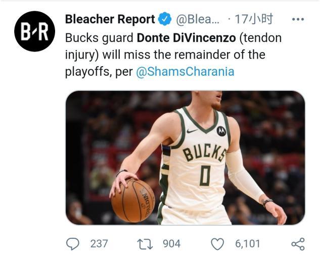  字母哥脚踝韧带撕裂，雄鹿紧急启动轮休计划  